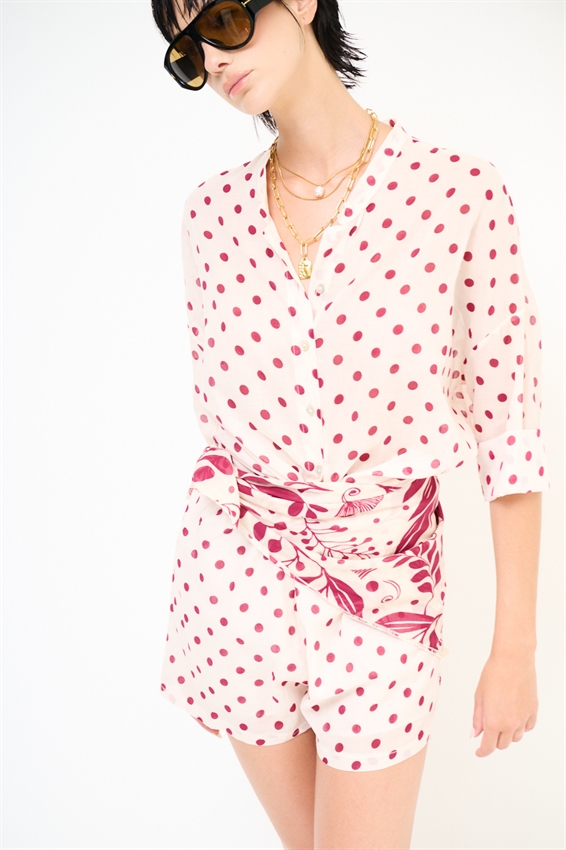 CAMICIA COREANA IN MUSSOLA A POIS
