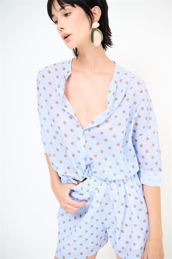 CAMICIA COREANA IN MUSSOLA A POIS