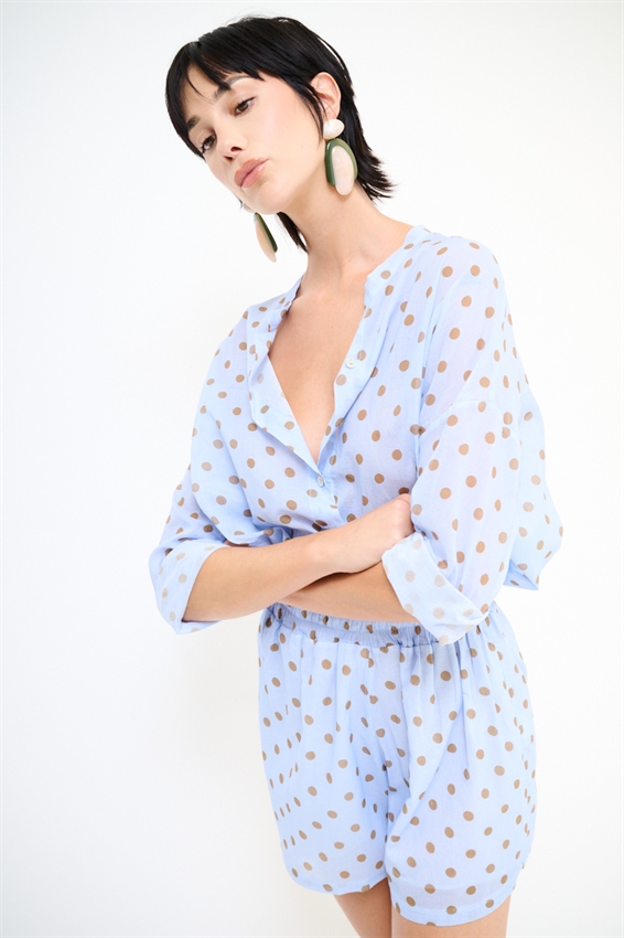 CAMICIA COREANA IN MUSSOLA A POIS