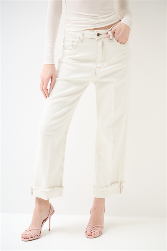 PANTALONE BULL CON IMPUNTURE A CONTRASTO BURRO