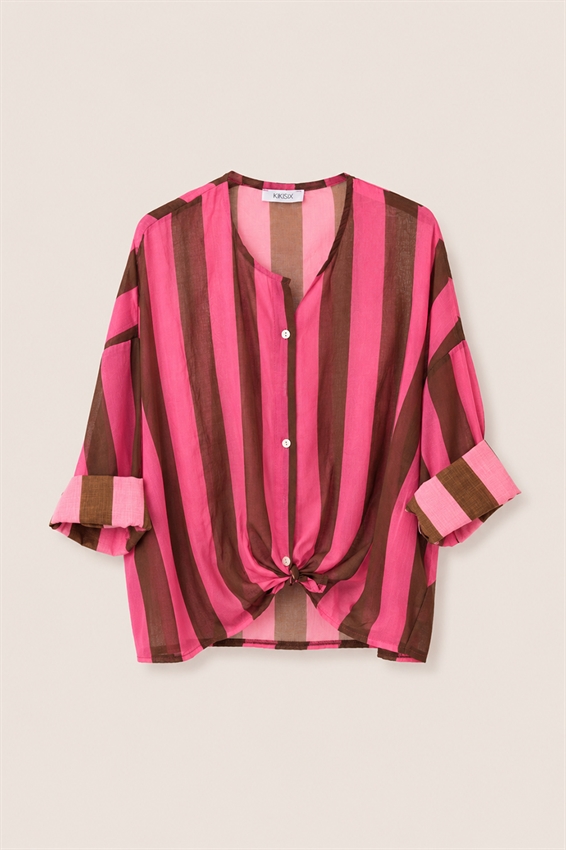 CAMICIA COLLO COREANA RIGATA