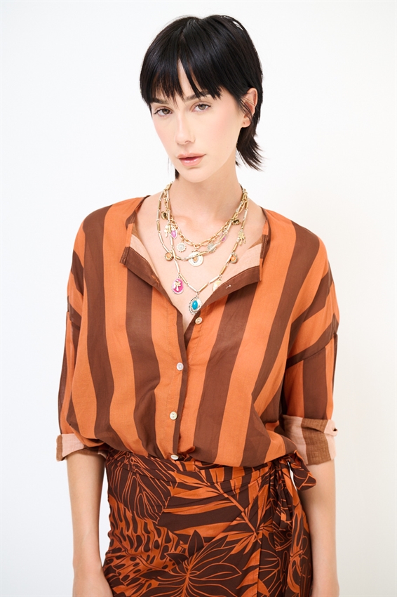 CAMICIA COLLO COREANA RIGATA
