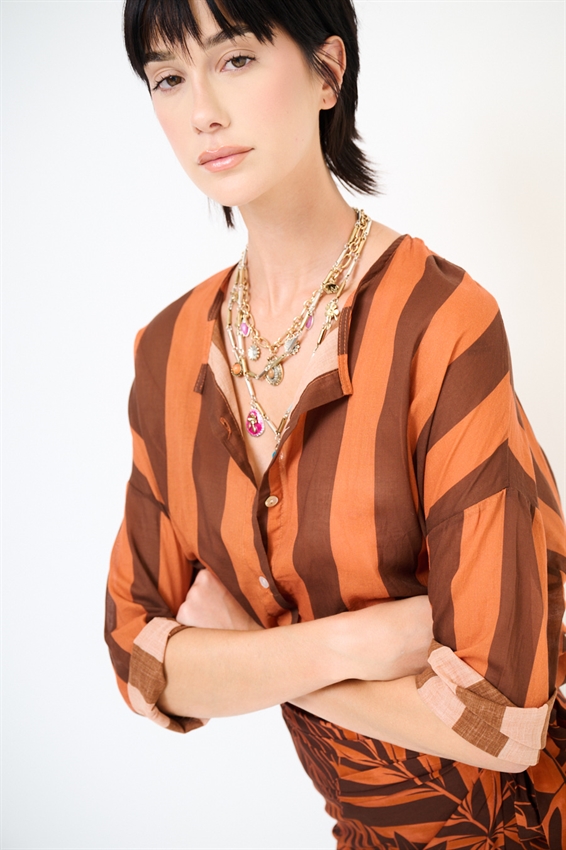 CAMICIA COLLO COREANA RIGATA