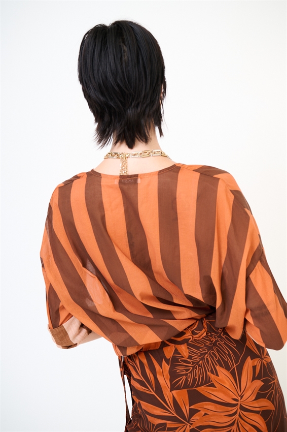 CAMICIA COLLO COREANA RIGATA