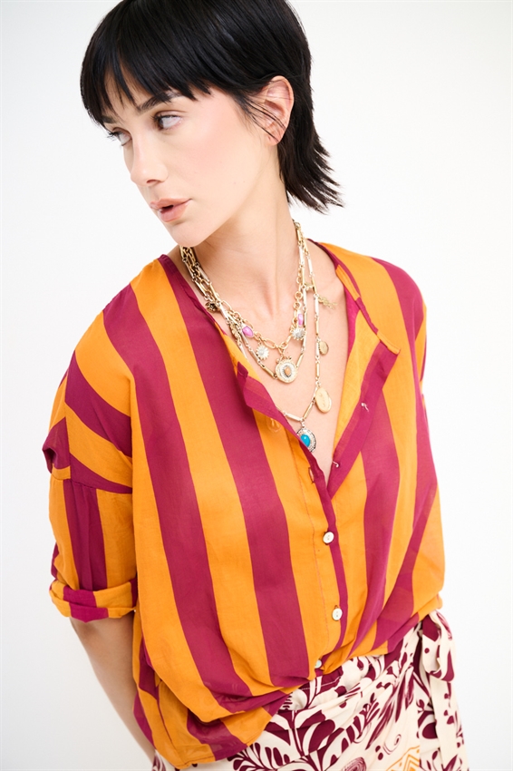 CAMICIA COLLO COREANA RIGATA