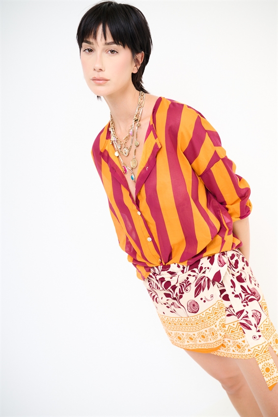 CAMICIA COLLO COREANA RIGATA