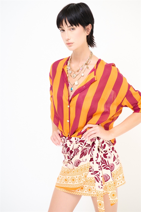 CAMICIA COLLO COREANA RIGATA
