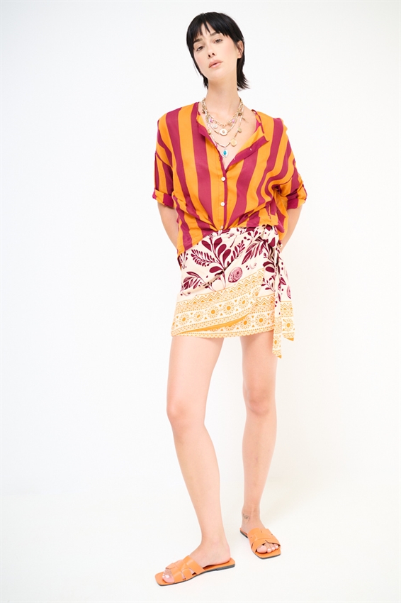 CAMICIA COLLO COREANA RIGATA
