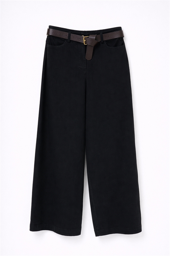 PANTA PALAZZO + CINTURA NERO