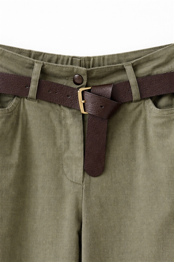 PANTA PALAZZO + CINTURA VERDE MILITARE