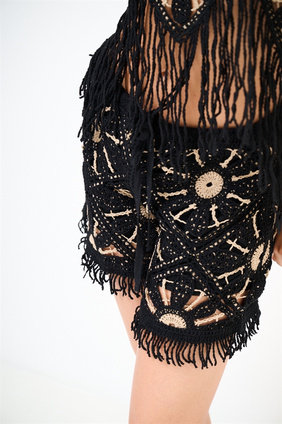 SHORTS CON FRANGE IN MACRAME