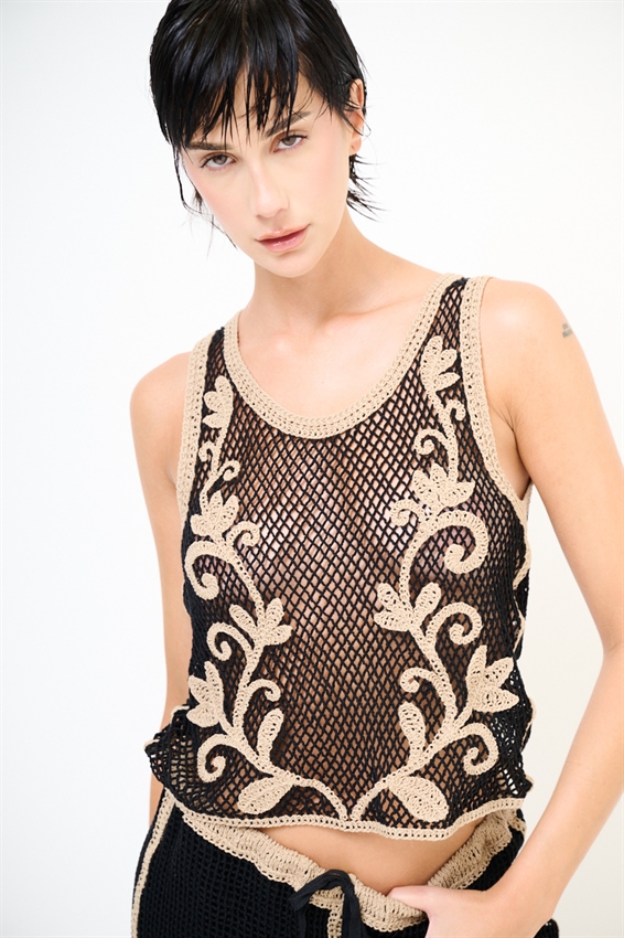 TOP CROCHET BI-COLOR FIORE