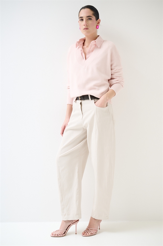 PANTA BALLON CON IMPUNTURA DAV. E CINTURA SOIA