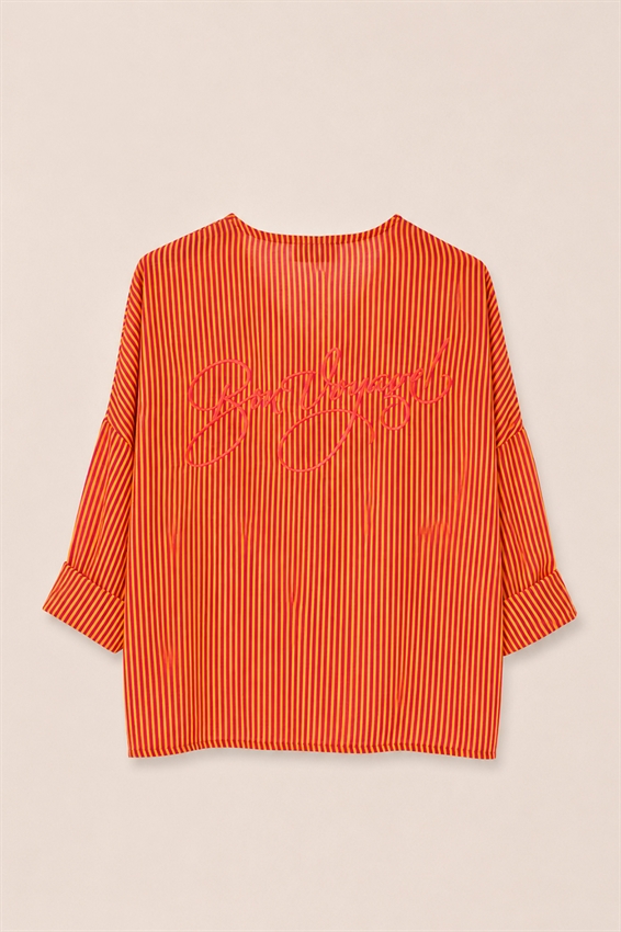 CAMICIA MUSSOLA RIGA CON NODO E STAMPA DIETRO