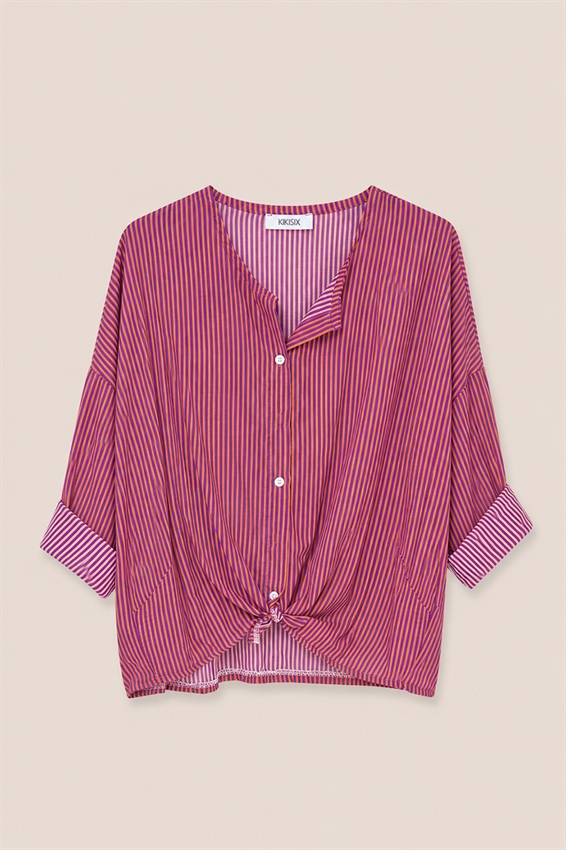 CAMICIA MUSSOLA RIGA CON NODO E STAMPA DIETRO