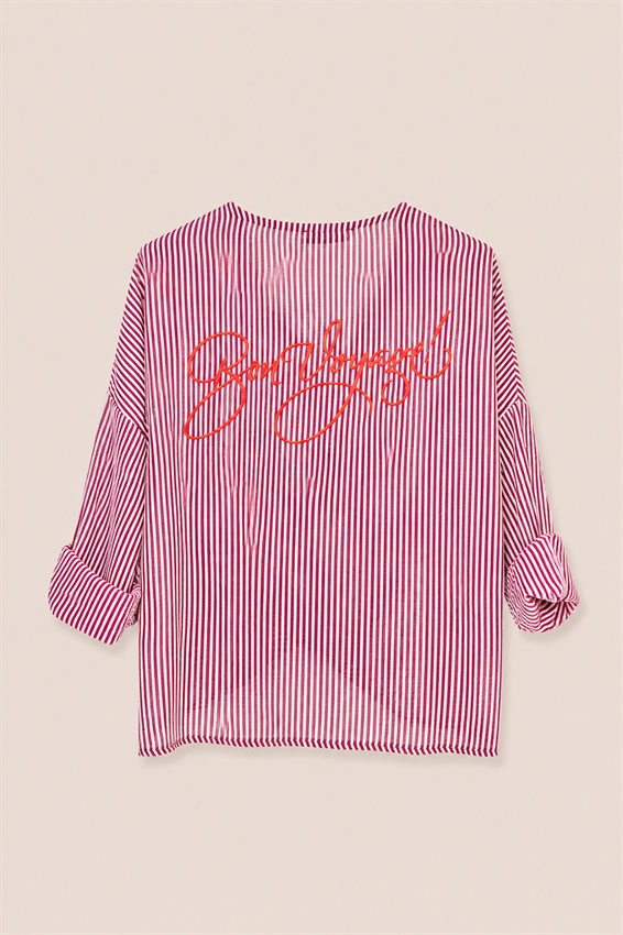 CAMICIA MUSSOLA RIGA CON NODO E STAMPA DIETRO