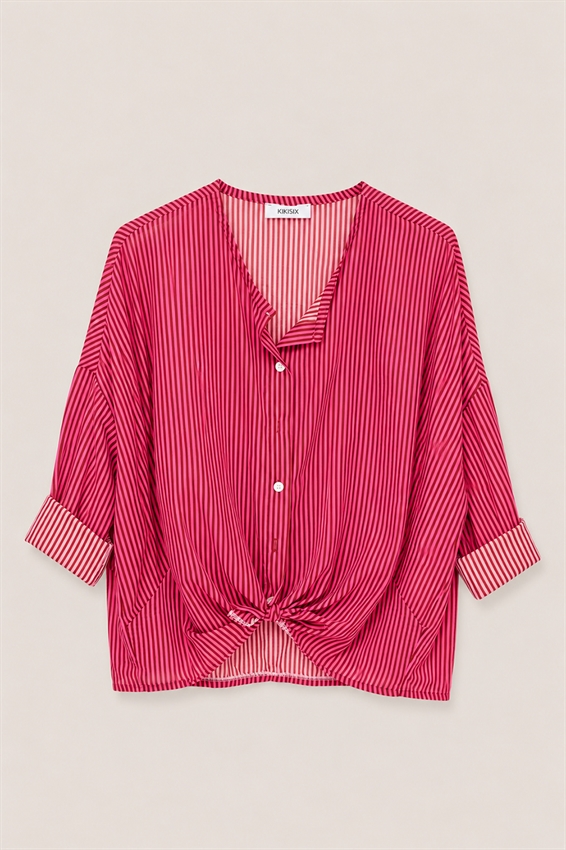 CAMICIA MUSSOLA RIGA CON NODO E STAMPA DIETRO