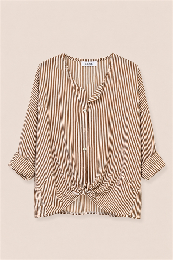 CAMICIA MUSSOLA RIGA CON NODO E STAMPA DIETRO