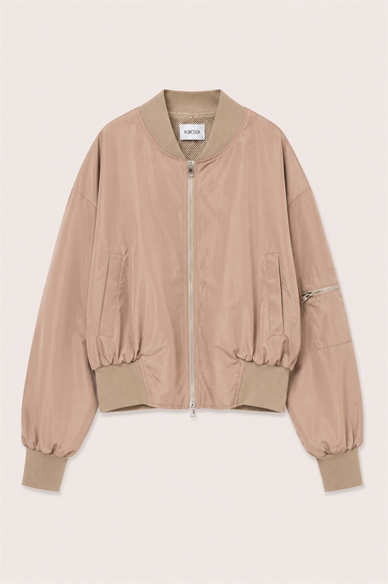 BOMBER CORTO CON FODERA TRAFORATA E ZIP