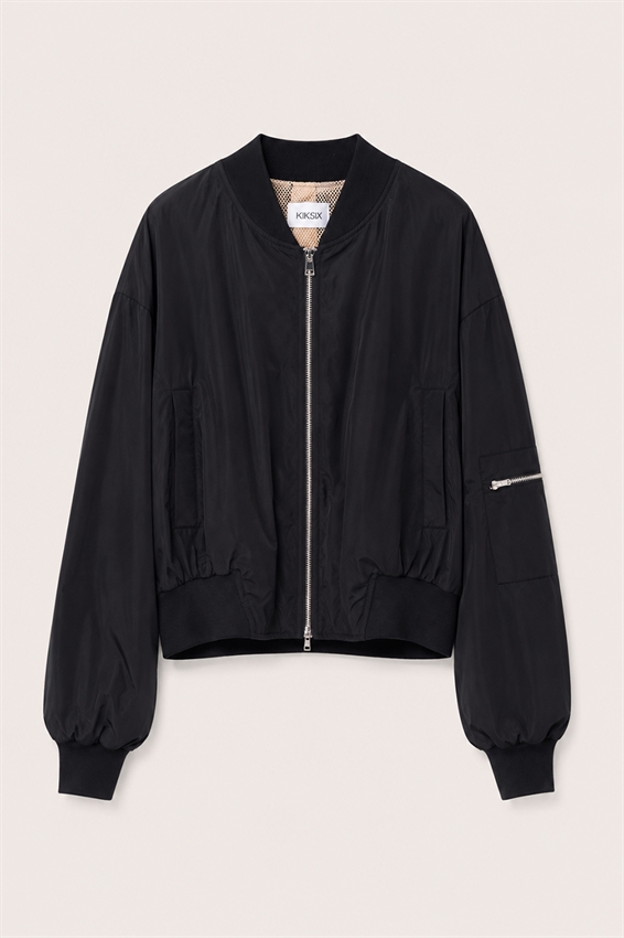 BOMBER CORTO CON FODERA TRAFORATA E ZIP