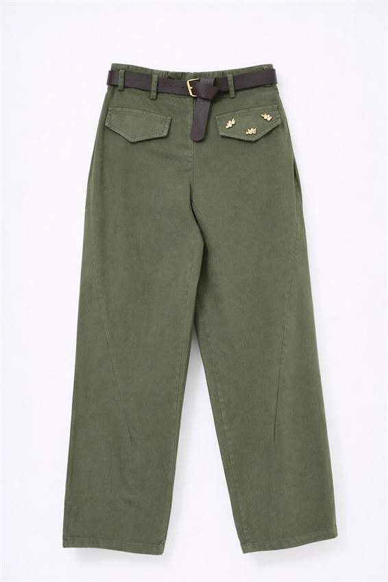 PANTA PATTINE DAVANTI CON TERMO AD. E CINTURA VERDE MILITARE