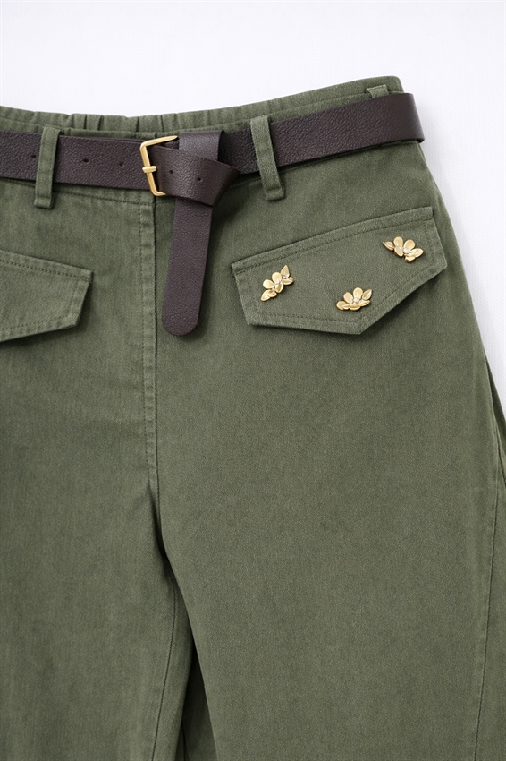 PANTA PATTINE DAVANTI CON TERMO AD. E CINTURA VERDE MILITARE