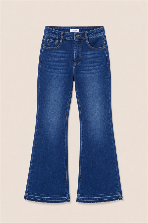JEANS FLARE ELASTICO ORLO TAGLIO VIVO