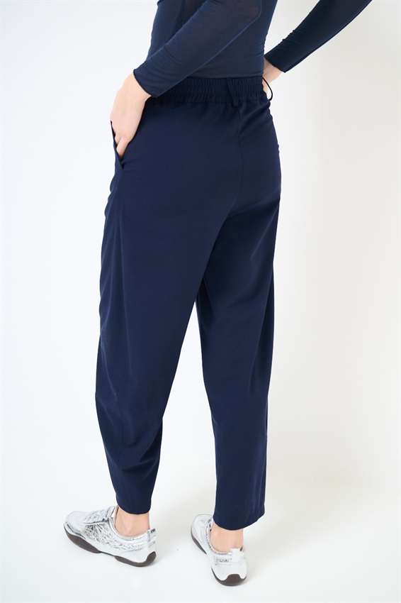 PANTALONE OVETTO CON ELASTICO RETRO BLU