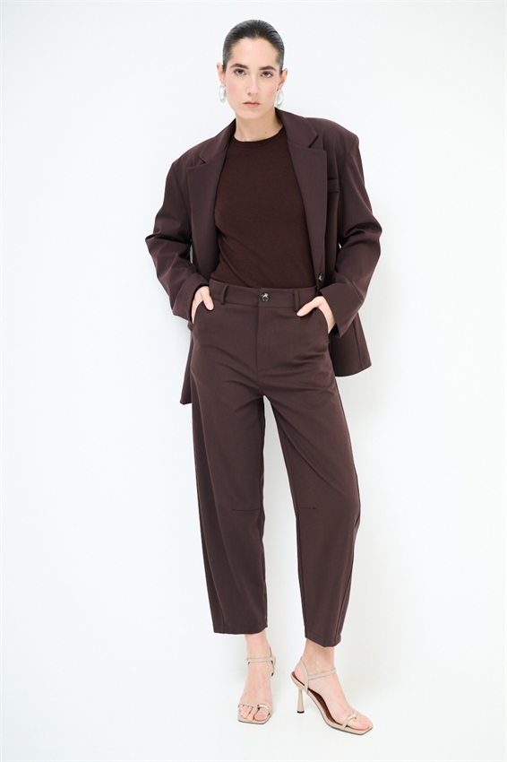 PANTALONE OVETTO CON ELASTICO RETRO MORO