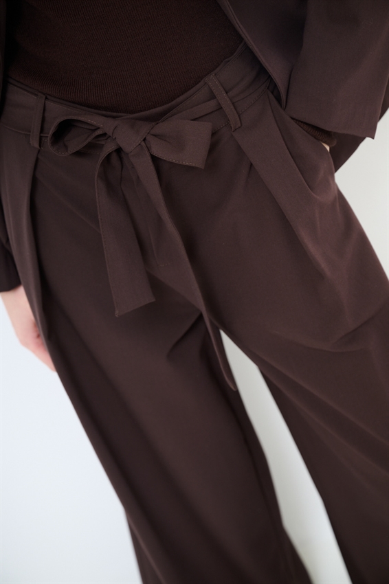 PANTAPALAZZO CON PIEGHE E CINTURA MORO