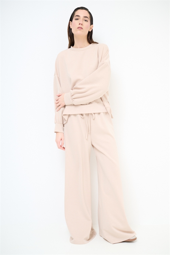 PANTAPALAZZO IN FELPA MODAL CON COULISSE BEIGE