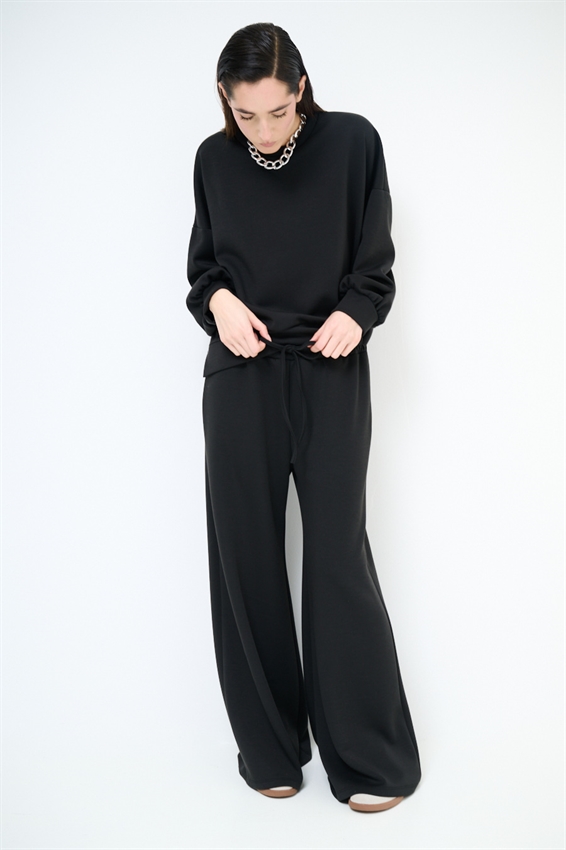 PANTAPALAZZO IN FELPA MODAL CON COULISSE NERO