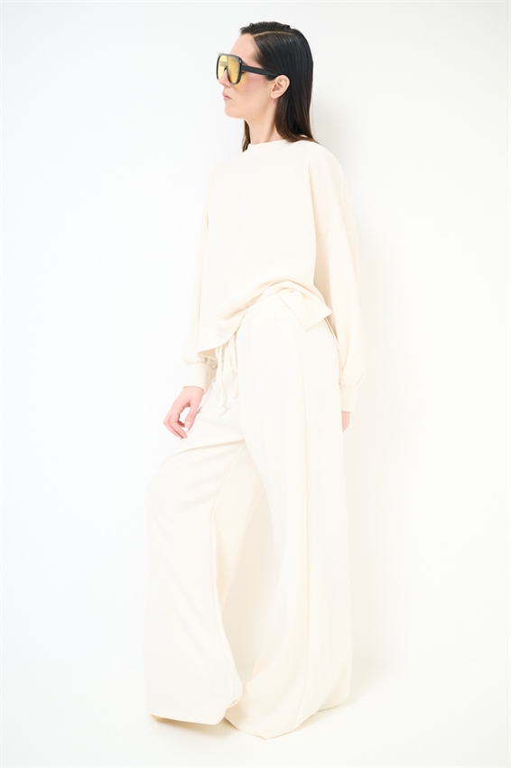 PANTAPALAZZO IN FELPA MODAL CON COULISSE BURRO