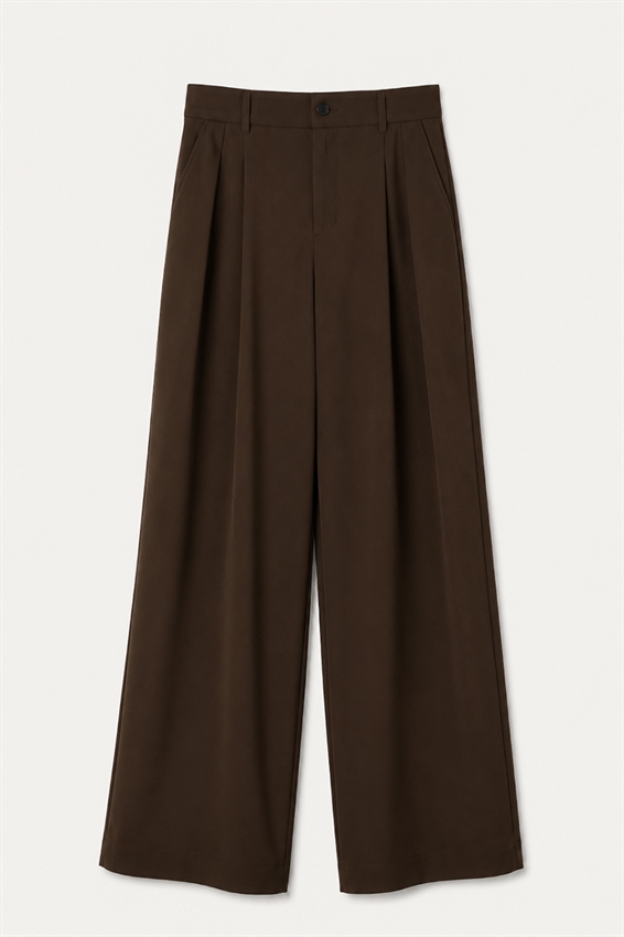 PANTALONE A GAMBA LARGA BOTTONI E TASCHE OBLIQUE