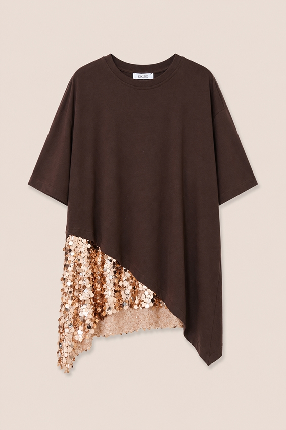 T-SHIRT CON FONDO PAILLETTES
