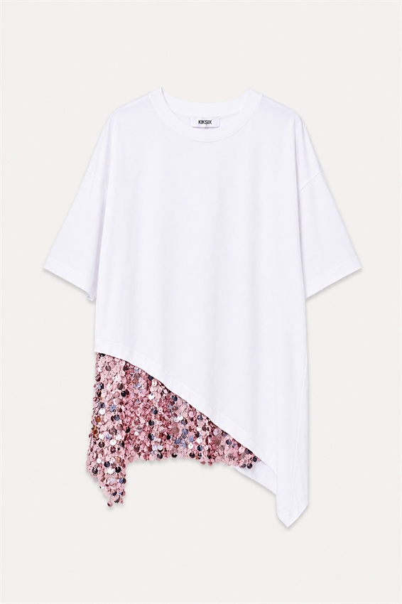 T-SHIRT CON FONDO PAILLETTES