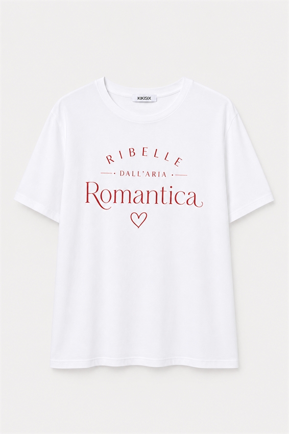 T-SHIRT CON STAMPA ROMANTICA