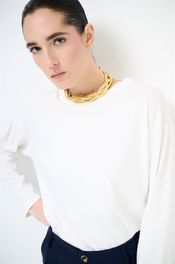 T-SHIRT COTONE MANICA LUNGA CALATA FARINA