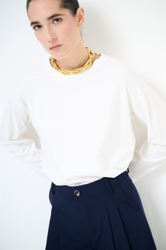 T-SHIRT COTONE MANICA LUNGA CALATA FARINA