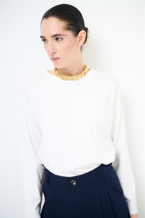 T-SHIRT COTONE MANICA LUNGA CALATA FARINA