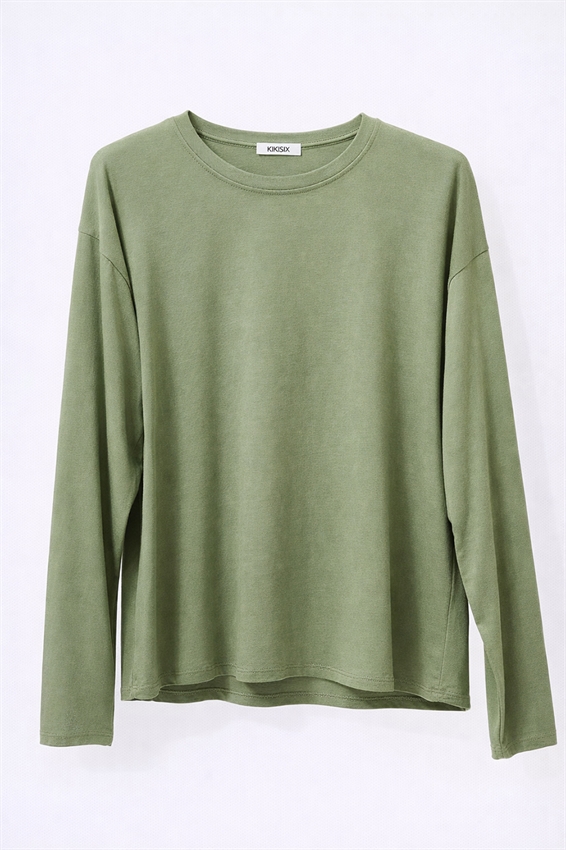 T-SHIRT COTONE MANICA LUNGA CALATA VERDE MILITARE