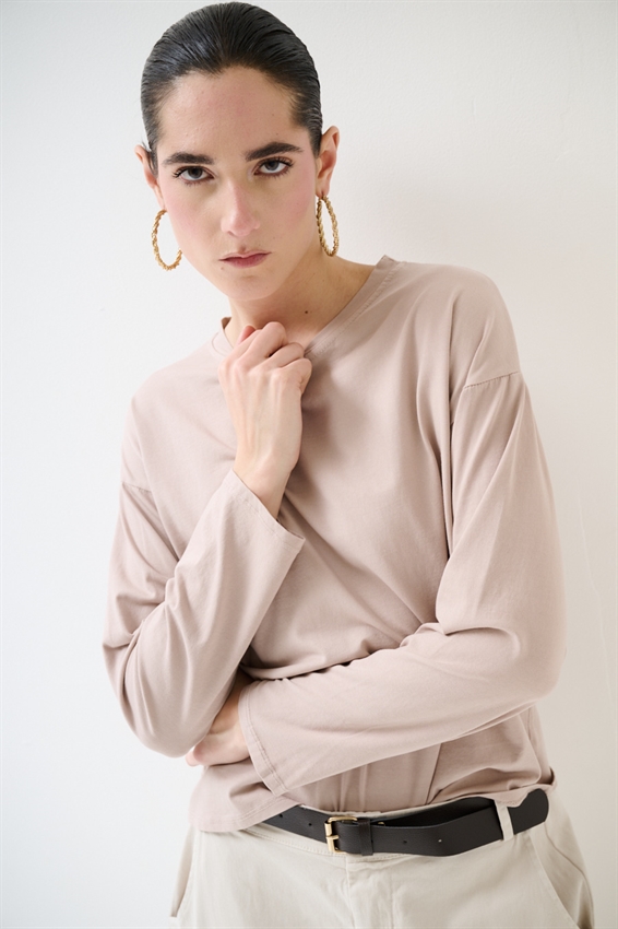 T-SHIRT COTONE MANICA LUNGA CALATA QUARZO