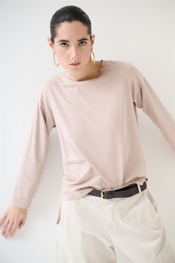 T-SHIRT COTONE MANICA LUNGA CALATA QUARZO