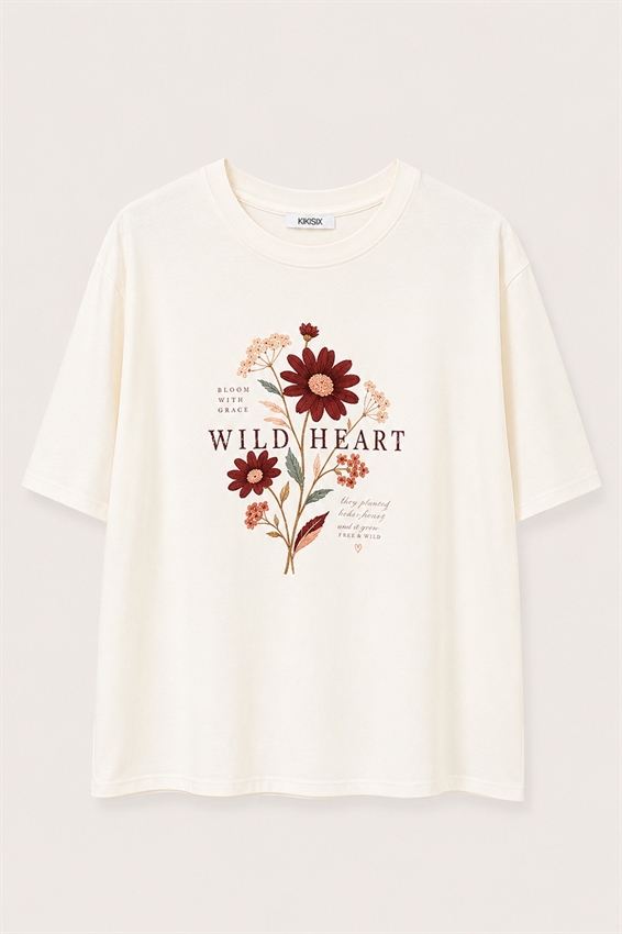 T-SHIRT CON STAMPA WILD HEART