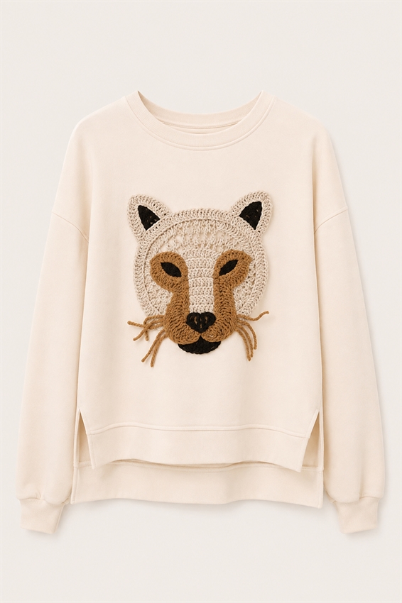 FELPA CON TIGRE MACRAME