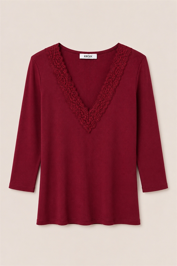 MAGLIA SCOLLO V A COSTE CON PIZZO