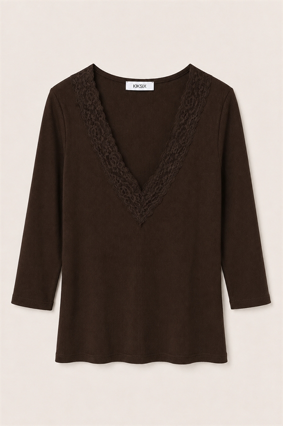 MAGLIA SCOLLO V A COSTE CON PIZZO
