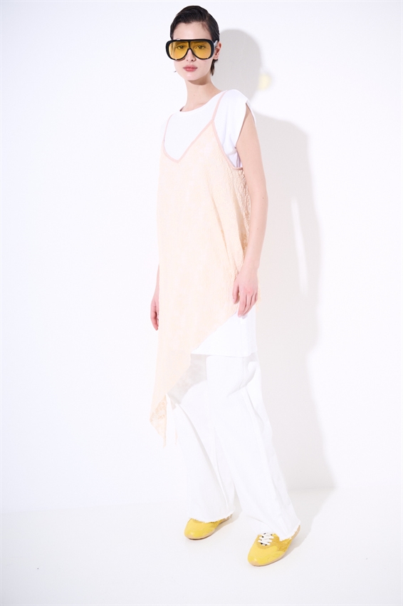 ABITO ASIMMETRICO IN PIZZO + T-SHIRT PESCA