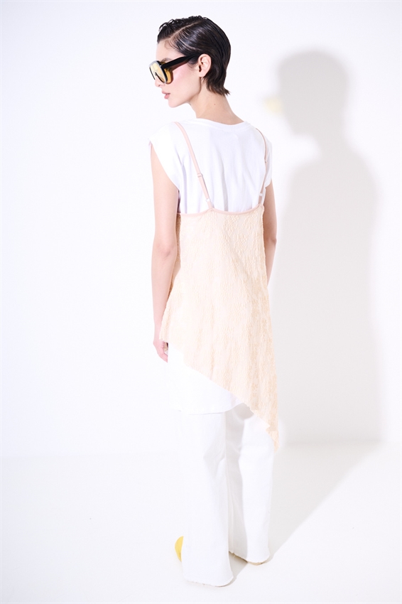 ABITO ASIMMETRICO IN PIZZO + T-SHIRT PESCA