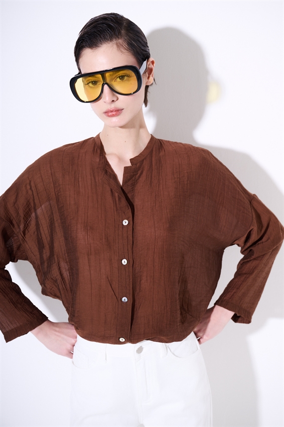 CAMICIA OVER CON COLLO COREANA E NODO MORO